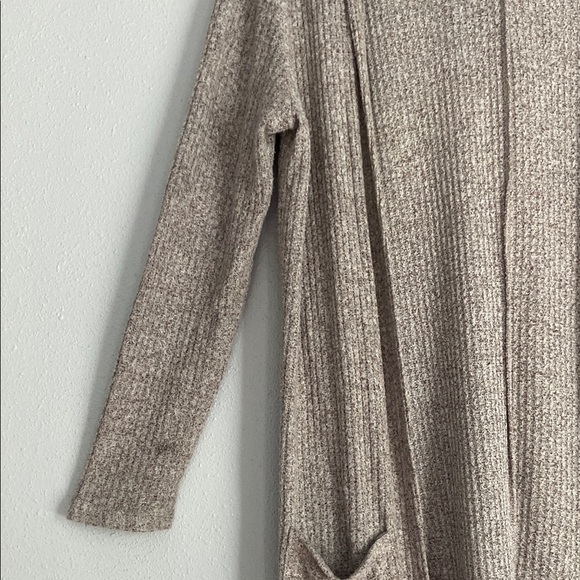 Unbranded Women's Beige Hooded Sweater Open Front Cardigan Long Sleeves Sz L - Picture 2 of 11